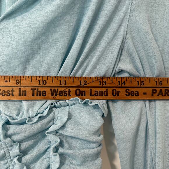 By Anthropologie Women's Corset Femme Blouse Top Long Sleeve Sheer Blue XS - Picture 7 of 8